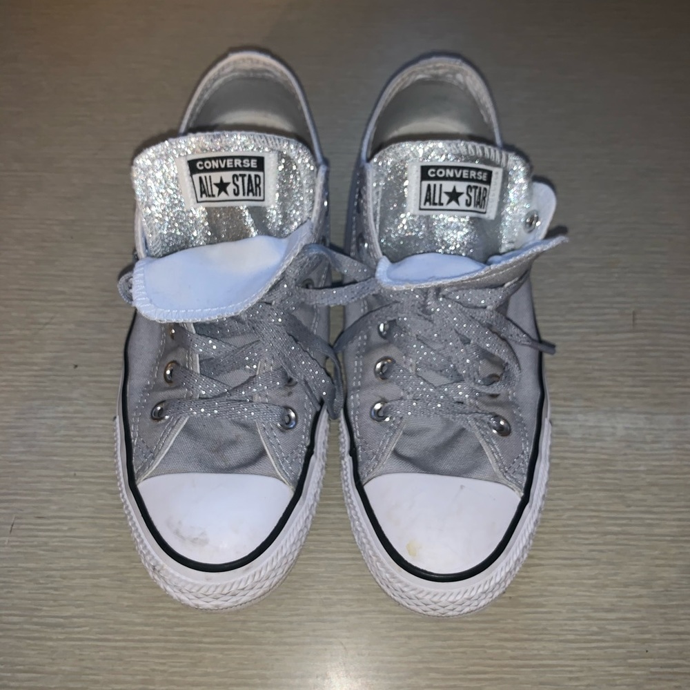 Silver and grey Converse